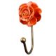 Orange Rose Flower Ceramic Wall Hook